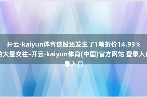 开云·kaiyun体育该股还发生了1笔折价14.93%的大量交往-开云·kaiyun体育(中国)官方网站 登录入口